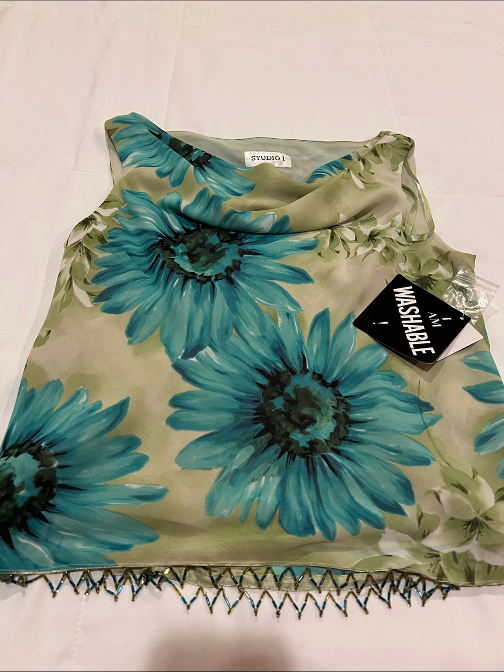 Studio 1 Teal Floral Draped Neck Camisole